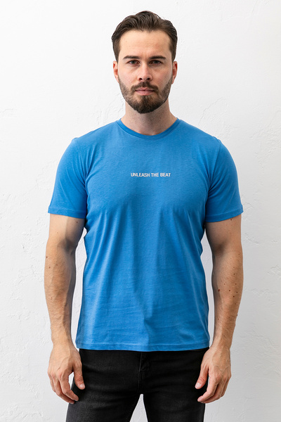 JB John Borners Мъжка тениска с кръгло деколте, щампа Unleash Injection, синя...