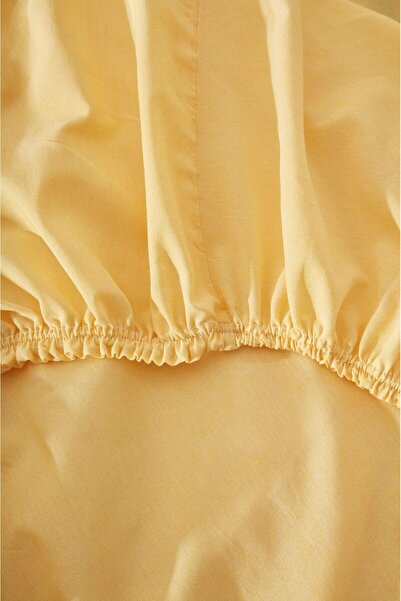 Ricco Lifes Yellow Elastic Sheet Set Solid Color Cotton-Pillow Case Single-Double-Full Size
