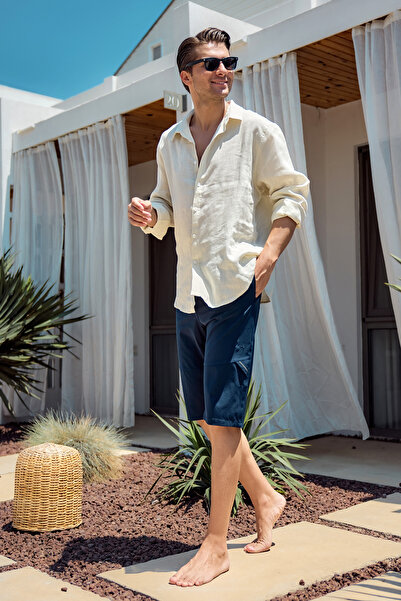 Remsa Mayo Reverse Zipper Men's Shorts Swimwear Rks-08 Navy