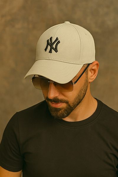 ZERAMİNE Beige Unisex Baseball Ny Embroidered Hat Velcro