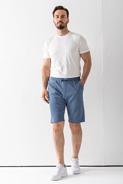 JB John Borners Ανδρικό ελαστικό σορτς με κορδόνια με υφή με τσέπες σκούρο μπλε - 8043