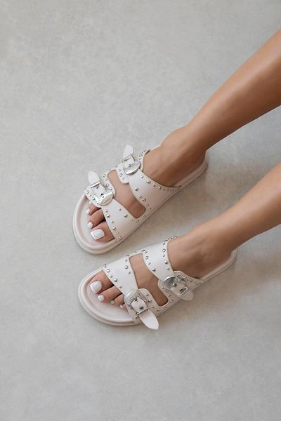 STRASWANS Gavi Γυναικεία Drop Detail Daily Comfort Δερμάτινες Παντόφλες Μπεζ