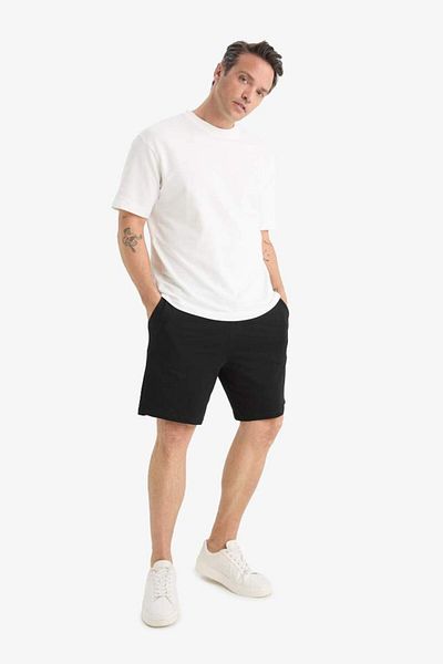 DeFacto Slim Fit Slim Fit Βαμβακερό Basic ίσιο βερμούδα με τσέπες W1105az25sp