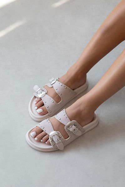 STRASWANS Gavi Γυναικεία Drop Detail Daily Comfort Suede Παντόφλες Μπεζ