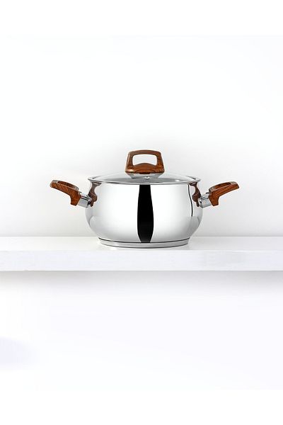 Bonera Tulip 20cm Single Steel Pot with Wooden Handle