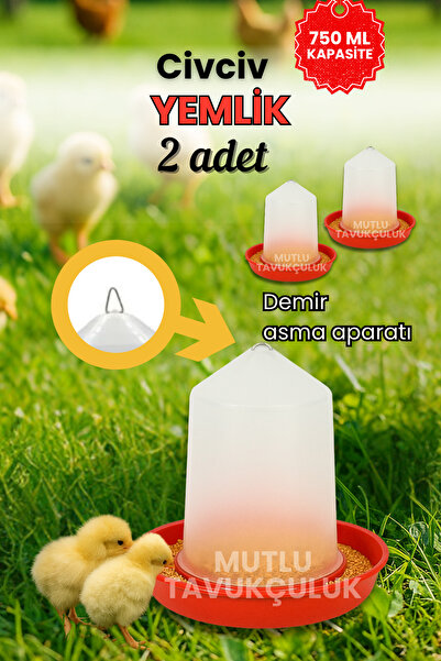 MUTLU TAVUKÇULUK 2 Adet Civciv Başlangıç Yemliği Askılı Yemlik 0.75 Kg Kaz Ör...
