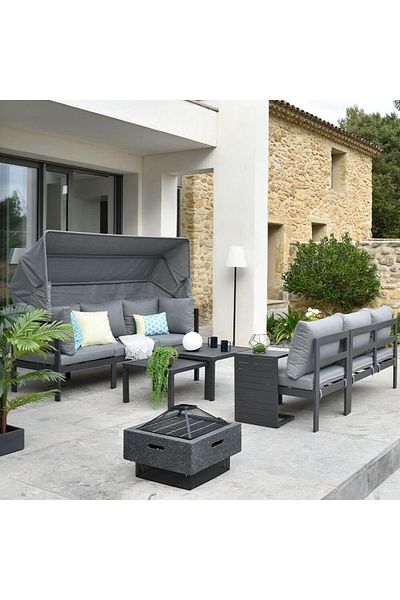 Homelux Șemineu exterior/terasă/grădină, 52,5x52,5 cm, negru, metal