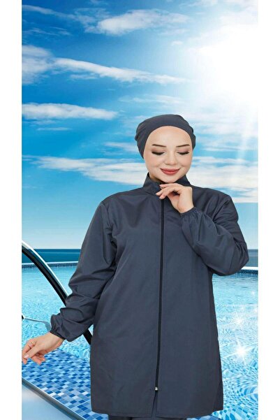 DLC Tekstil Gölge 3lü Tesettür Mayo Bone Hediyeli -Antrasit