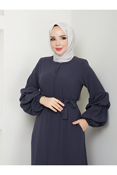 ESRE GİYİM Moda Esre Fashion Hijab Clothing Medina Silk Gathered Ferace