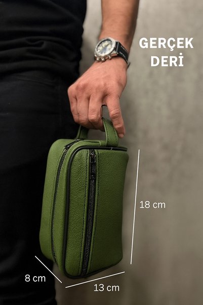 ZUU BAGS Genuine leather green personal care and travel bag