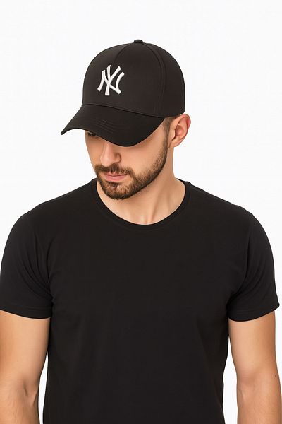 ZERAMİNE Black Unisex Baseball Ny Embroidered Hat Velcro
