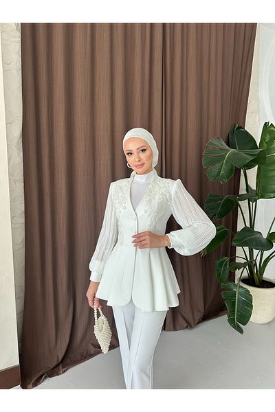 VUNTAL Lace Embroidered Flounce Jacket Double Suit