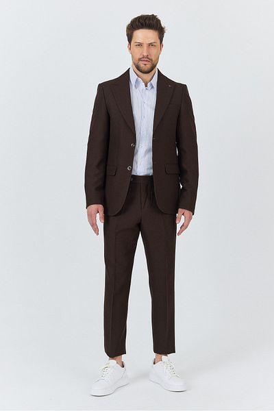 Frappoli Ανδρικό καφέ Alfredo Ανοιξιάτικο-Καλοκαίρι Slim Fit 2 Σετ