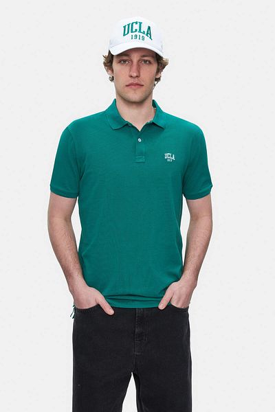 UCLA Lakes Green Polo Collar Embroidered Men's T-shirt