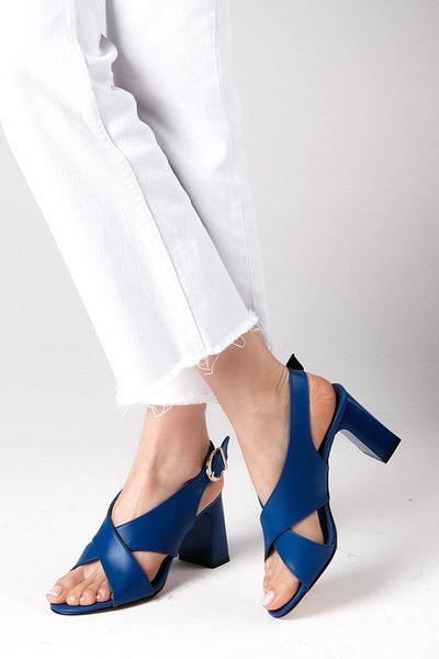 Mio Gusto Mia Saks Blue Color Sandale cu toc pentru femei