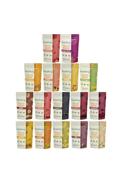 HapHug Freeze Dried - Mega Pack - Freeze Dry Healthy Snacks - 16 Packs