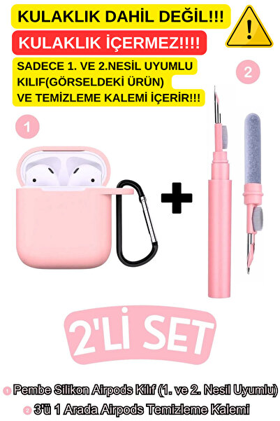 EWEC 1. Ve 2. Nesil Uyumlu Pembe Silikon Kılıf Ve Pembe 3'ü 1 Arada Kulaklık ...