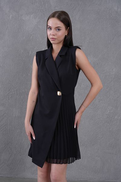 Secret Passion Lingerie New Season Pleated Detailed Jacket Collar Sleeveless Double Breasted Women's Dress 24K2179