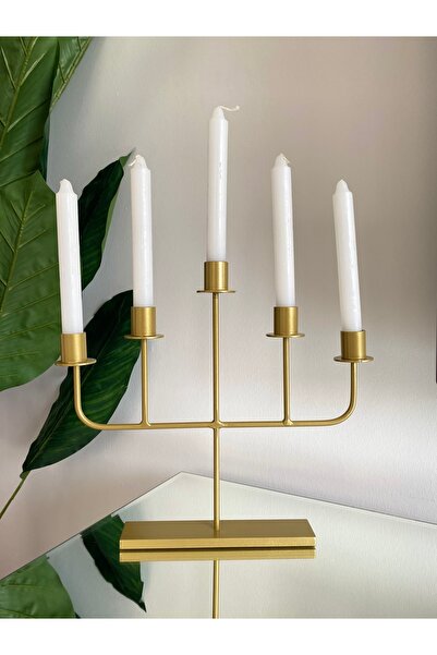 DECOLİN Decolin Metal Beşli Paslanmaz Dekoratif Şamdan&mumluk