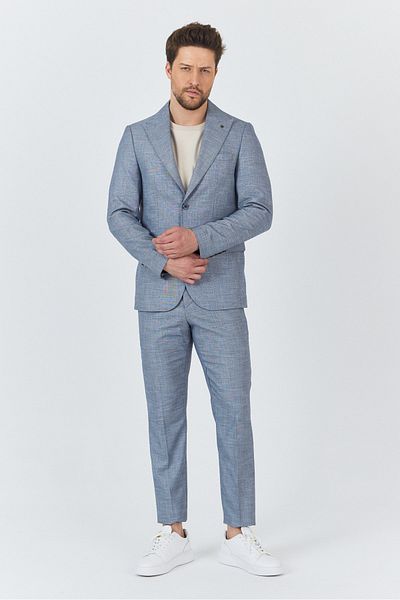 Frappoli Hero Men's Navy Blue Spring-Summer Jacket + Pants 2-Piece Suit