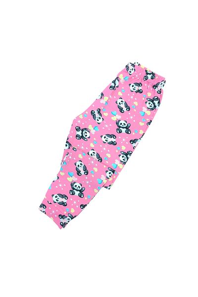 elmas kids 100% Cotton Girl's Panda Patterned Pink Color Pajama Set