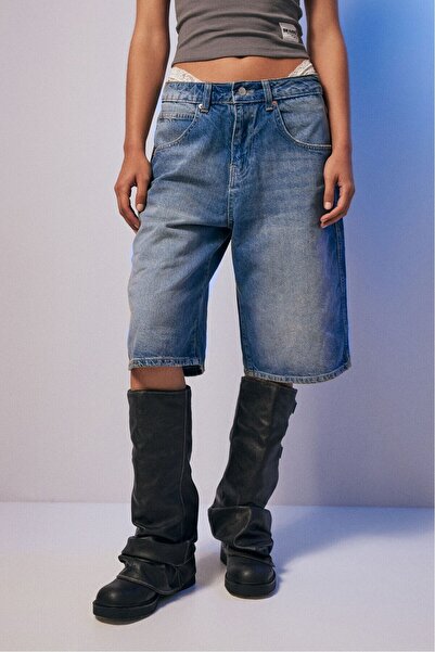 bases. Baggy Denim Bermuda Şort