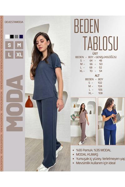 Devesta Moda Modal Fabric V-Neck Lycra Άνετο casual και κομψό κάτω μέρος - Σετ αθλητική φόρμα