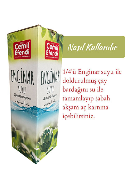 Cemilefendi Enginar Suyu 1 Litre Damıtma Yöntemi Üretim %100 Organik - Doğanın Saf Lezzeti