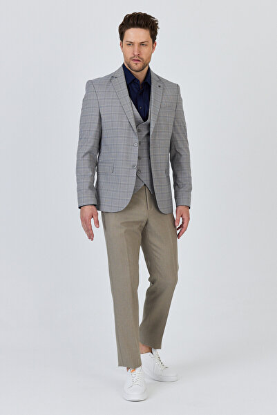 Frappoli Facune Чоловічий кам'яний піджак + штани + жилет з подвійним розрізом, slim fit костюм