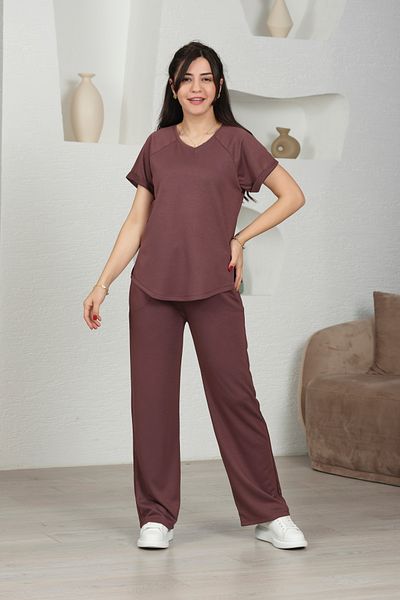 Devesta Moda Modal Fabric V-Neck Lycra Comfortable Casual and Stylish Bottom - Top Set Tracksuit Set