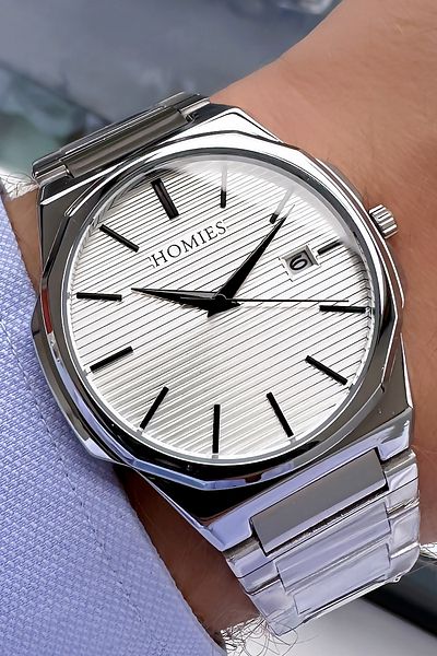 Homies Men's Silver Color Steel Watchband and Bracelet - 3 ATM Waterproof HME2054C2
