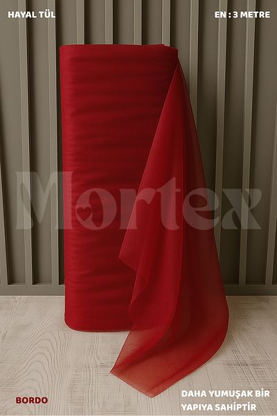 Mortex Μπορντό Ονειρικό Τούλι 100x300 εκ | Ύφασμα για αρραβώνα, χέννα, γάμο, δέσμη, πόρτα και στολίδι για πάρτι