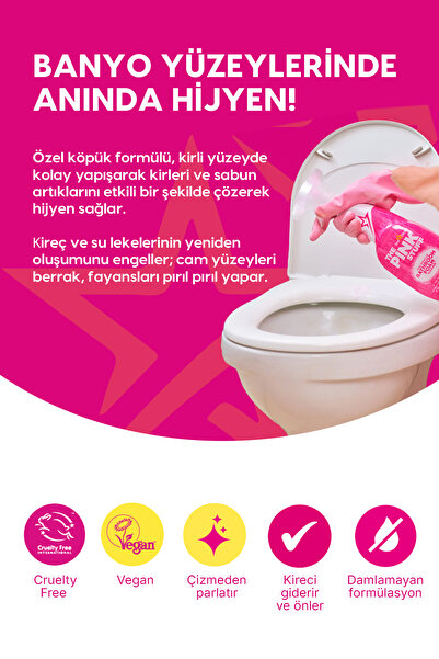 ThePinkStuff Mucizevi Banyo Köpük Temizleyici 750 ml –Seramik,Kireç ve Sabun Lekesi Giderici, Vegan Formül
