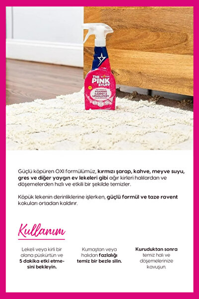 ThePinkStuff The Pink Stuff Mucizevi Köpüklü Halı Koltuk & Döşeme Leke Çıkarıcı Vegan 500 Ml – Vegan Formül