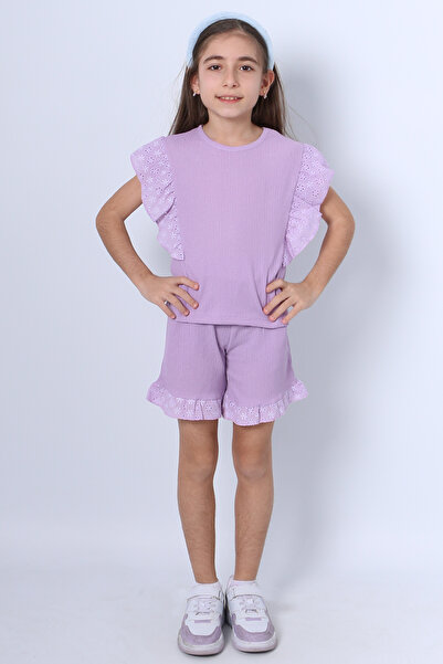 HÇM Girl's Medicated Shorts Suit Džandeletailli Solid Color Firflı