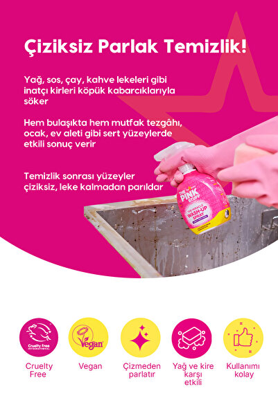ThePinkStuff Mucizevi Wash-Up Bulaşık & Yağ Çözücü Sprey 500 ml – Tencere, Tava, Ocak & Tezgâh İçin
