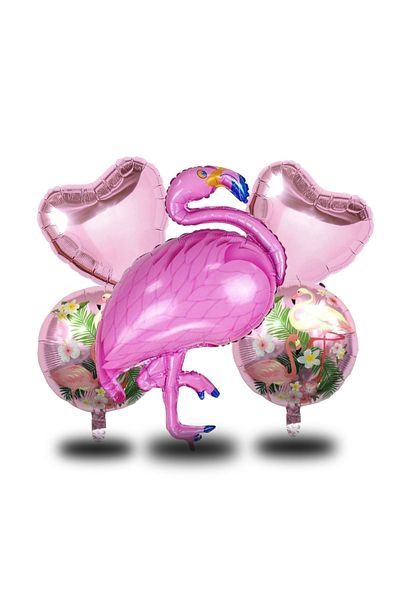 tedaks Set of 5 Flamingo Themed Pink Foil Hearts Birthday Ornament Party Ornament