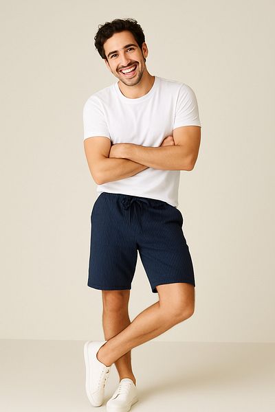 LACİVERTMEN Λεπτομερές σορτς 8023 Model Premium Summer Ornament Tag