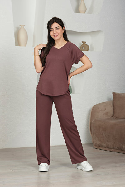 Devesta Moda Modal Fabric V-Neck Lycra Comfortable Casual and Stylish Bottom - Top Set Tracksuit Set