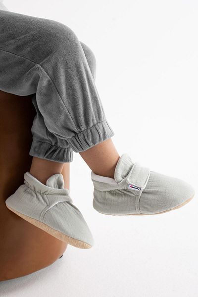 Funny Baby Organic Muslin Slippers Non-Slip Ergonomic Sole Comfortable Airable Vegan