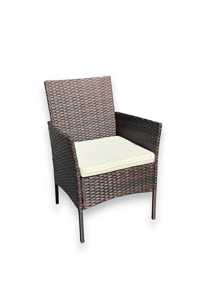 PROCART Set mobilier gradina, structura metalica, 4 piese, fotolii, canapea, masuta, model ratan, maro