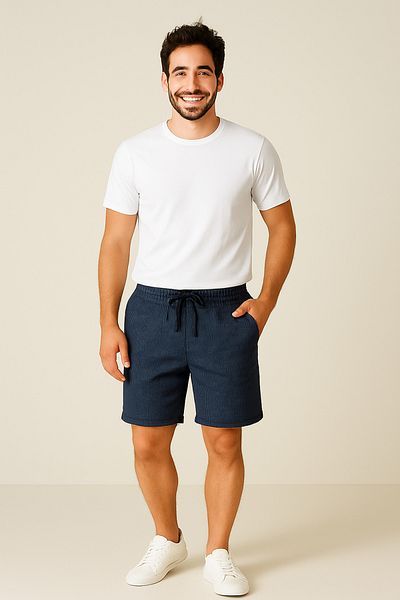 LACİVERTMEN Λεπτομερές σορτς 8023 Model Premium Summer Ornament Tag