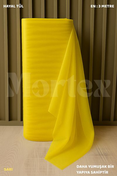 Mortex Κίτρινο Ονειρικό Τούλι 100x300 εκ | Ύφασμα για αρραβώνα, Χένα, Γάμος, Πακέτο, Πόρτα και Στολίδι για πάρτι
