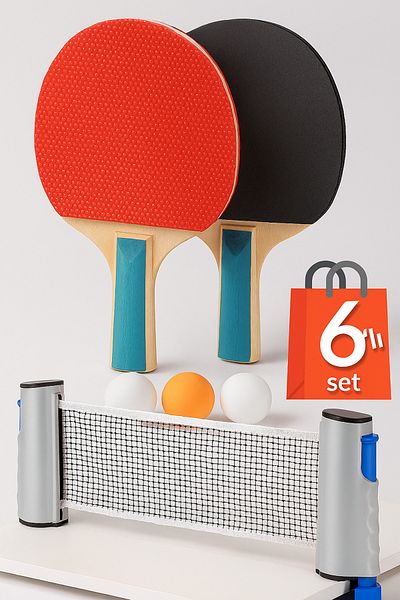 Telvesse Table Tennis Net Racquet Ball Set 6 Ping Pong Net with Automatic Tensioning Mechanism Compatible with All Tables