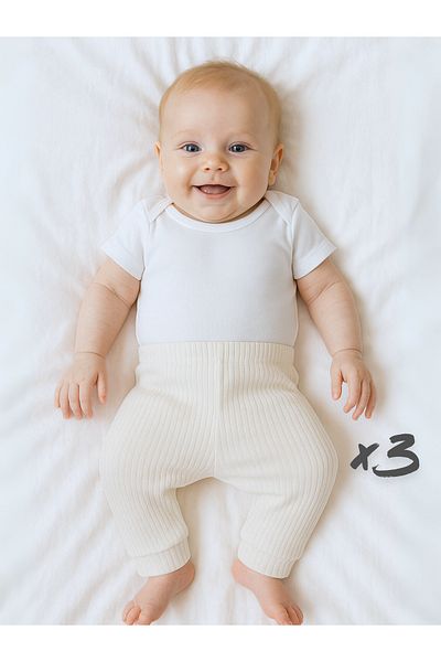 GizaKids Girl Boy Baby Unisex Pajama Bottoms Without Booties Set of 3