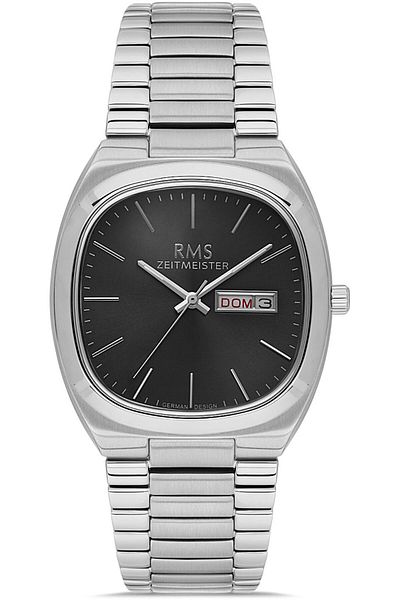 RMS Zeitmeister Rms.1.Ag2049.02 Crystal Glass Square Dial Steel Band Steel Case 5 Atm Water Resist