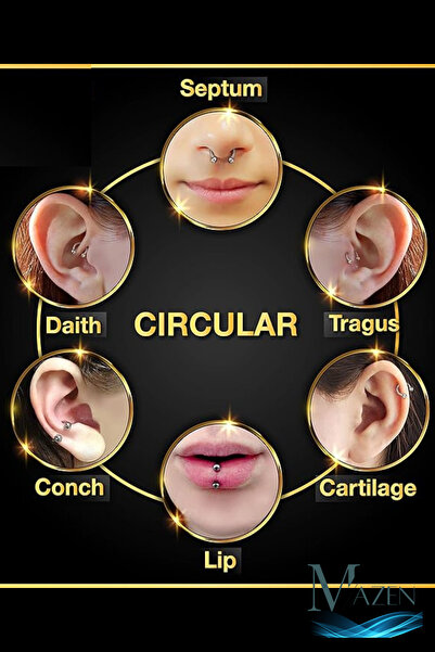 MAZEN 316l Çelik Tragus Piercing | Kararmaz Yarım Halka Nal Model | Kıkırdak Uyumlu | 1 Adet