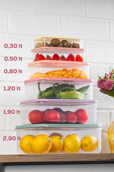 Porsima Org-400 6 Pieces 12 Pieces Deep Freezer Microwave Storage Container - Multi-Purpose Food Storage Container Set