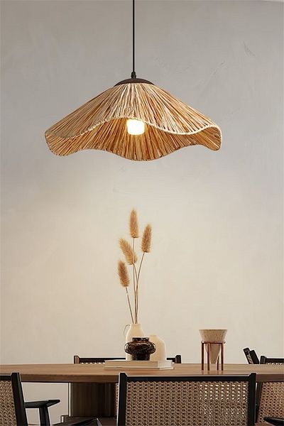 AFRALYAHOME Home Decoration Lighting 2 Pieces Raffia Nordic Rustic Style Bohemian Chandelier