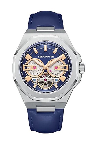 Lee Cooper LC08125.399 Men Automatic Display Watch & Leather Strap Dark Blue